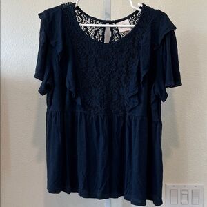 Knox Rose Dark Blue Lace Blouse